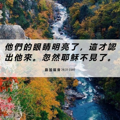 Picture 06 - 路 加 福 音 24:31 CUVT - 他 們 的 眼 睛 明 亮 了 ， 這 才 認 - Bible Verse Picture