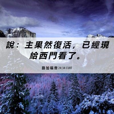 Picture 06 - 路 加 福 音 24:34 CUVT - 說 ： 主 果 然 復 活 ， 已 經 現 給 - Bible Verse Picture