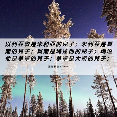 Picture 06 - 路 加 福 音 3:31 CUVT - 以 利 亞 敬 是 米 利 亞 的 兒 子 ； - Bible Verse Picture