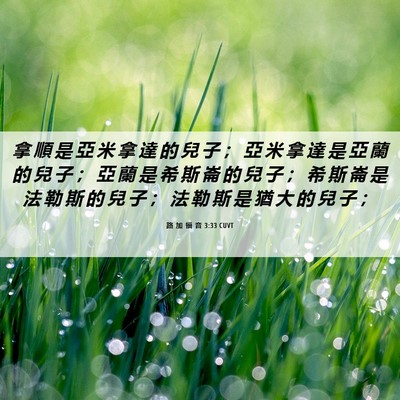 Picture 06 - 路 加 福 音 3:33 CUVT - 拿 順 是 亞 米 拿 達 的 兒 子 ； 亞 - Bible Verse Picture