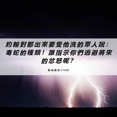 Picture 06 - 路 加 福 音 3:7 CUVT - 約 翰 對 那 出 來 要 受 他 洗 的 眾 - Bible Verse Picture