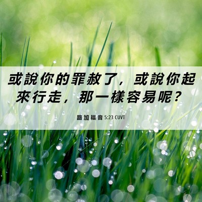 Picture 06 - 路 加 福 音 5:23 CUVT - 或 說 你 的 罪 赦 了 ， 或 說 你 起 - Bible Verse Picture