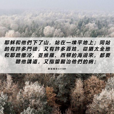 Picture 06 - 路 加 福 音 6:17 CUVT - 耶 穌 和 他 們 下 了 山 ， 站 在 一 - Bible Verse Picture