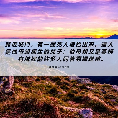 Picture 06 - 路 加 福 音 7:12 CUVT - 將 近 城 門 ， 有 一 個 死 人 被 抬 - Bible Verse Picture