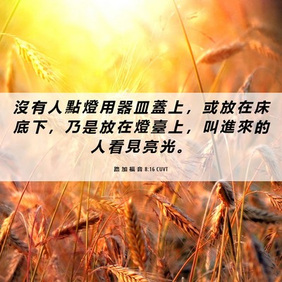 Picture 06 - 路 加 福 音 8:16 CUVT - 沒 有 人 點 燈 用 器 皿 蓋 上 ， 或 - Bible Verse Picture