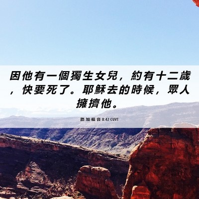 Picture 06 - 路 加 福 音 8:42 CUVT - 因 他 有 一 個 獨 生 女 兒 ， 約 有 - Bible Verse Picture