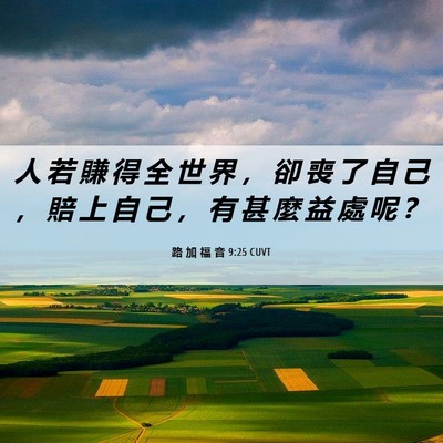 Picture 06 - 路 加 福 音 9:25 CUVT - 人 若 賺 得 全 世 界 ， 卻 喪 了 自 - Bible Verse Picture