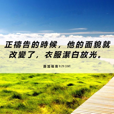 Picture 06 - 路 加 福 音 9:29 CUVT - 正 禱 告 的 時 候 ， 他 的 面 貌 就 - Bible Verse Picture