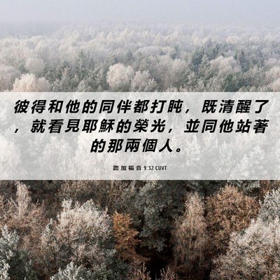 Picture 06 - 路 加 福 音 9:32 CUVT - 彼 得 和 他 的 同 伴 都 打 盹 ， 既 - Bible Verse Picture