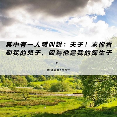 Picture 06 - 路 加 福 音 9:38 CUVT - 其 中 有 一 人 喊 叫 說 ： 夫 子 ！ - Bible Verse Picture