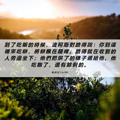 Picture 06 - 路 得 記 2:14 CUVT - 到 了 吃 飯 的 時 候 ， 波 阿 斯 對 - Bible Verse Picture