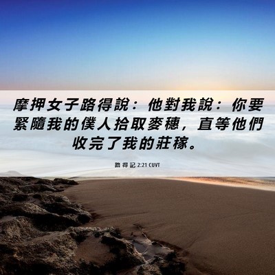 Picture 06 - 路 得 記 2:21 CUVT - 摩 押 女 子 路 得 說 ： 他 對 我 說 - Bible Verse Picture