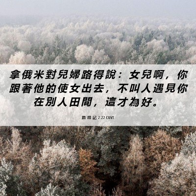 Picture 06 - 路 得 記 2:22 CUVT - 拿 俄 米 對 兒 婦 路 得 說 ： 女 兒 - Bible Verse Picture