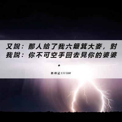 Picture 06 - 路 得 記 3:17 CUVT - 又 說 ： 那 人 給 了 我 六 簸 箕 大 - Bible Verse Picture