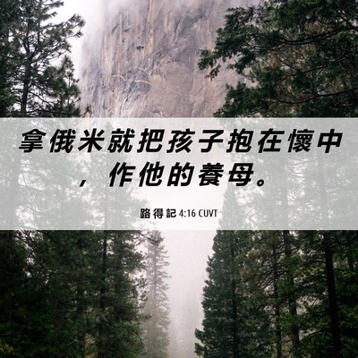 Picture 06 - 路 得 記 4:16 CUVT - 拿 俄 米 就 把 孩 子 抱 在 懷 中 ， - Bible Verse Picture