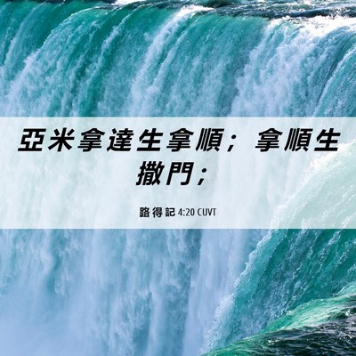 Picture 06 - 路 得 記 4:20 CUVT - 亞 米 拿 達 生 拿 順 ； 拿 順 生 撒 - Bible Verse Picture