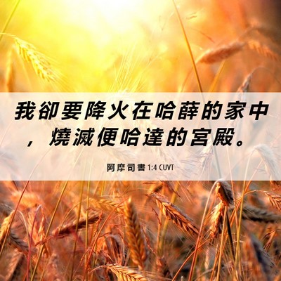 Picture 06 - 阿 摩 司 書 1:4 CUVT - 我 卻 要 降 火 在 哈 薛 的 家 中 ， - Bible Verse Picture