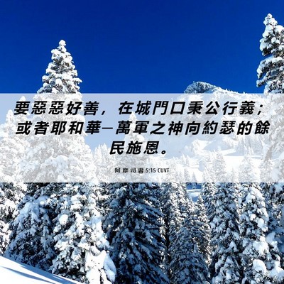 Picture 06 - 阿 摩 司 書 5:15 CUVT - 要 惡 惡 好 善 ， 在 城 門 口 秉 公 - Bible Verse Picture