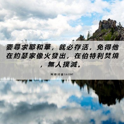 Picture 06 - 阿 摩 司 書 5:6 CUVT - 要 尋 求 耶 和 華 ， 就 必 存 活 ， - Bible Verse Picture