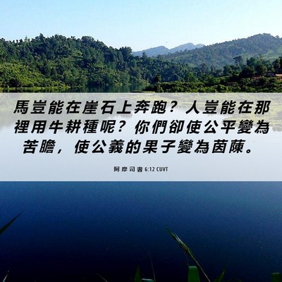 Picture 06 - 阿 摩 司 書 6:12 CUVT - 馬 豈 能 在 崖 石 上 奔 跑 ？ 人 豈 - Bible Verse Picture