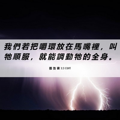 Picture 06 - 雅 各 書 3:3 CUVT - 我 們 若 把 嚼 環 放 在 馬 嘴 裡 ， - Bible Verse Picture