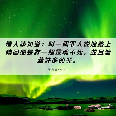 Picture 06 - 雅 各 書 5:20 CUVT - 這 人 該 知 道 ： 叫 一 個 罪 人 從 - Bible Verse Picture