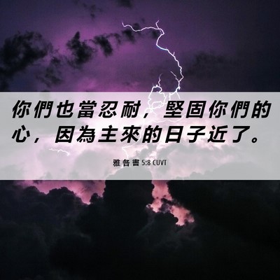 Picture 06 - 雅 各 書 5:8 CUVT - 你 們 也 當 忍 耐 ， 堅 固 你 們 的 - Bible Verse Picture
