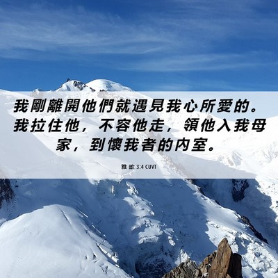 Picture 06 - 雅 歌 3:4 CUVT - 我 剛 離 開 他 們 就 遇 見 我 心 所 - Bible Verse Picture