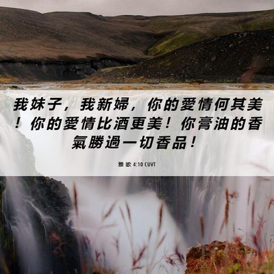 Picture 06 - 雅 歌 4:10 CUVT - 我 妹 子 ， 我 新 婦 ， 你 的 愛 情 - Bible Verse Picture