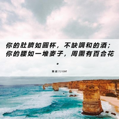Picture 06 - 雅 歌 7:2 CUVT - 你 的 肚 臍 如 圓 杯 ， 不 缺 調 和 - Bible Verse Picture