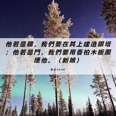 Picture 06 - 雅 歌 8:9 CUVT - 他 若 是 牆 ， 我 們 要 在 其 上 建 - Bible Verse Picture