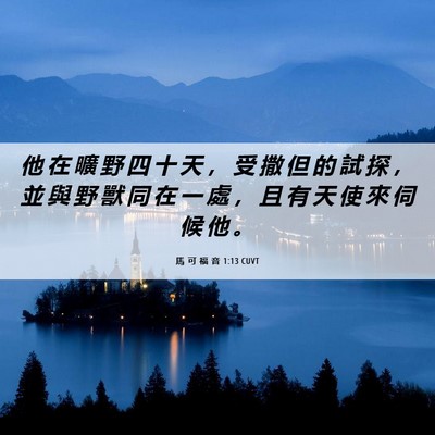 Picture 06 - 馬 可 福 音 1:13 CUVT - 他 在 曠 野 四 十 天 ， 受 撒 但 的 - Bible Verse Picture