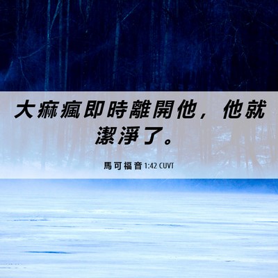Picture 06 - 馬 可 福 音 1:42 CUVT - 大 痲 瘋 即 時 離 開 他 ， 他 就 潔 - Bible Verse Picture