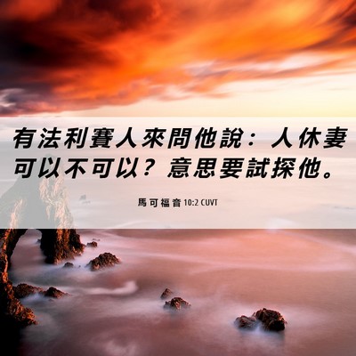 Picture 06 - 馬 可 福 音 10:2 CUVT - 有 法 利 賽 人 來 問 他 說 ： 人 休 - Bible Verse Picture
