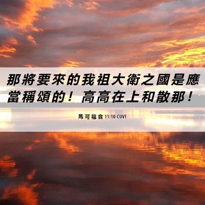 Picture 06 - 馬 可 福 音 11:10 CUVT - 那 將 要 來 的 我 祖 大 衛 之 國 是 - Bible Verse Picture