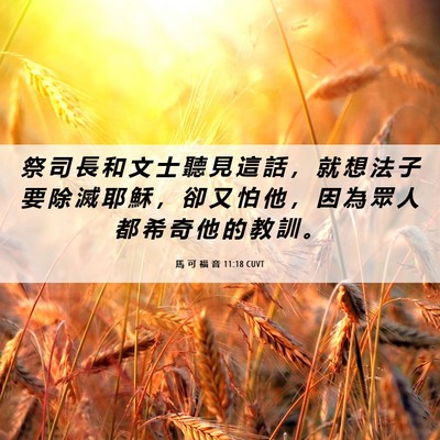 Picture 06 - 馬 可 福 音 11:18 CUVT - 祭 司 長 和 文 士 聽 見 這 話 ， 就 - Bible Verse Picture
