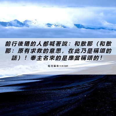 Picture 06 - 馬 可 福 音 11:9 CUVT - 前 行 後 隨 的 人 都 喊 著 說 ： 和 - Bible Verse Picture