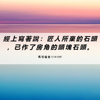 Picture 06 - 馬 可 福 音 12:10 CUVT - 經 上 寫 著 說 ： 匠 人 所 棄 的 石 - Bible Verse Picture