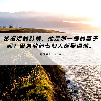 Picture 06 - 馬 可 福 音 12:23 CUVT - 當 復 活 的 時 候 ， 他 是 那 一 個 - Bible Verse Picture