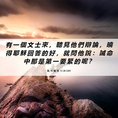 Picture 06 - 馬 可 福 音 12:28 CUVT - 有 一 個 文 士 來 ， 聽 見 他 們 辯 - Bible Verse Picture