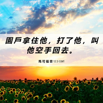 Picture 06 - 馬 可 福 音 12:3 CUVT - 園 戶 拿 住 他 ， 打 了 他 ， 叫 他 - Bible Verse Picture
