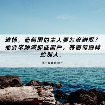 Picture 06 - 馬 可 福 音 12:9 CUVT - 這 樣 ， 葡 萄 園 的 主 人 要 怎 麼 - Bible Verse Picture
