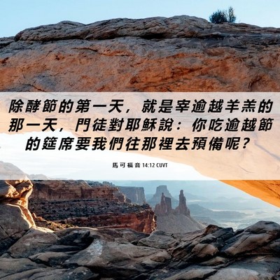 Picture 06 - 馬 可 福 音 14:12 CUVT - 除 酵 節 的 第 一 天 ， 就 是 宰 逾 - Bible Verse Picture