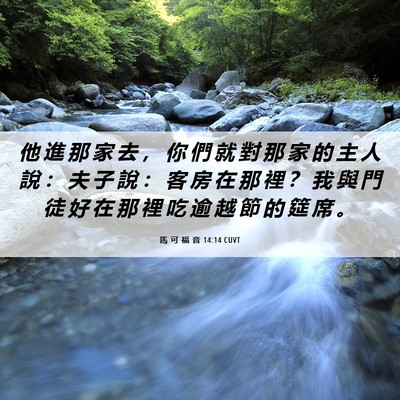 Picture 06 - 馬 可 福 音 14:14 CUVT - 他 進 那 家 去 ， 你 們 就 對 那 家 - Bible Verse Picture