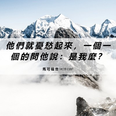 Picture 06 - 馬 可 福 音 14:19 CUVT - 他 們 就 憂 愁 起 來 ， 一 個 一 個 - Bible Verse Picture