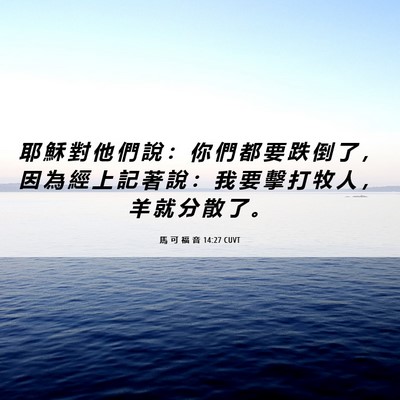 Picture 06 - 馬 可 福 音 14:27 CUVT - 耶 穌 對 他 們 說 ： 你 們 都 要 跌 - Bible Verse Picture