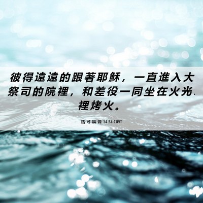 Picture 06 - 馬 可 福 音 14:54 CUVT - 彼 得 遠 遠 的 跟 著 耶 穌 ， 一 直 - Bible Verse Picture