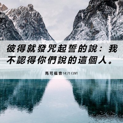 Picture 06 - 馬 可 福 音 14:71 CUVT - 彼 得 就 發 咒 起 誓 的 說 ： 我 不 - Bible Verse Picture