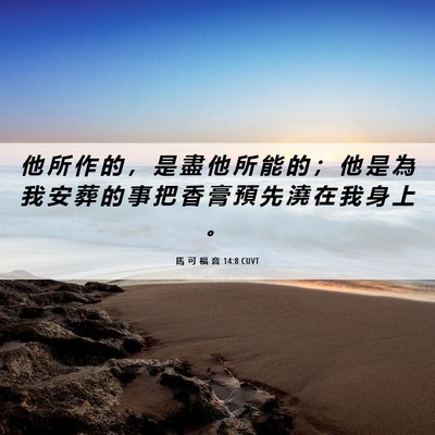 Picture 06 - 馬 可 福 音 14:8 CUVT - 他 所 作 的 ， 是 盡 他 所 能 的 ； - Bible Verse Picture