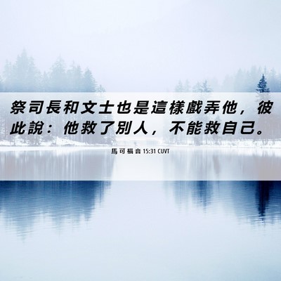 Picture 06 - 馬 可 福 音 15:31 CUVT - 祭 司 長 和 文 士 也 是 這 樣 戲 弄 - Bible Verse Picture